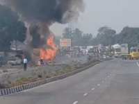 Mumbai-Goa Highway Fire: Gas Cylinder-Laden Pickup Tempo Bursts Into Flames in Raigad’s Vashi Naka Area (VIDEO) - News | Mumbai-Goa Highway Fire: Gas Cylinder-Laden Pickup Tempo Bursts Into Flames in Raigad’s Vashi Naka Area (VIDEO) | Latest maharashtra News at Lokmattimes.com Mumbai-Goa Highway Fire: Gas Cylinder-Laden Pickup Tempo Bursts Into Flames in Raigad’s Vashi Naka Area (VIDEO) - News | Mumbai-Goa Highway Fire: Gas Cylinder-Laden Pickup Tempo Bursts Into Flames in Raigad’s Vashi Naka Area (VIDEO) | Latest maharashtra News at Lokmattimes.com