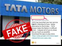 Fact Check: Has Tata Launched 'Cab-E' Taxi service to counter Ola and Uber service - News | Fact Check: Has Tata Launched 'Cab-E' Taxi service to counter Ola and Uber service | Latest maharashtra News at Lokmattimes.com