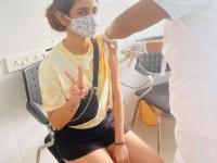 Priya Prakash Varrier takes her first dose of vaccine for COVID 19 - News | Priya Prakash Varrier takes her first dose of vaccine for COVID 19 | Latest entertainment News at Lokmattimes.com