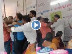 Andhra Pradesh Shocker: YSRCP MLA Annabathuni Sivakumar Slaps Voter at Polling Booth, Triggers Retaliation and Violence (Watch Video)