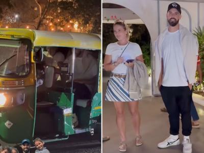 Video: Daryl Mitchell Spotted Enjoying Autorickshaw Ride in Ahmedabad Ahead of T20 WC Match Against South Africa