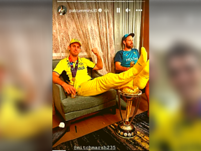 Mitchell Marsh defends controversial World Cup photo with his feet on trophy