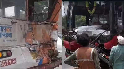 Mumbai: Four passengers injured as tourist bus hits BEST bus | Mumbai: Four passengers injured as tourist bus hits BEST bus