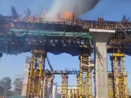 Massive Fire Breaks Out at Under-construction RRTS Station in UP's Meerut (Watch Video) | Massive Fire Breaks Out at Under-construction RRTS Station in UP's Meerut (Watch Video)