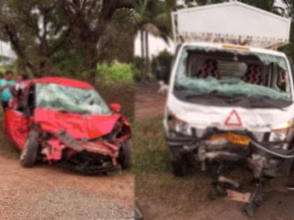 Pune: Three killed, three injured in car-tempo collision on Talegaon Dhamdhere - Nhavare road | Pune: Three killed, three injured in car-tempo collision on Talegaon Dhamdhere - Nhavare road