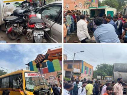 Pune accident: One dead, five injured as cement truck hits multiple vehicles | Pune accident: One dead, five injured as cement truck hits multiple vehicles