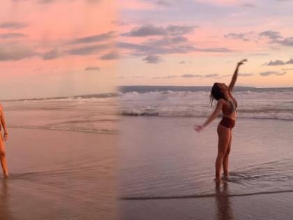 Actress Amala Paul turns the heat in a multi coloured bikini as beach pics go viral | Actress Amala Paul turns the heat in a multi coloured bikini as beach pics go viral