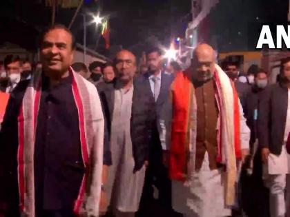 Manipur Assembly Elections 2022: Amit Shah distributes party manifesto pamphlets during the door-to-door campaign in Manipur | Manipur Assembly Elections 2022: Amit Shah distributes party manifesto pamphlets during the door-to-door campaign in Manipur