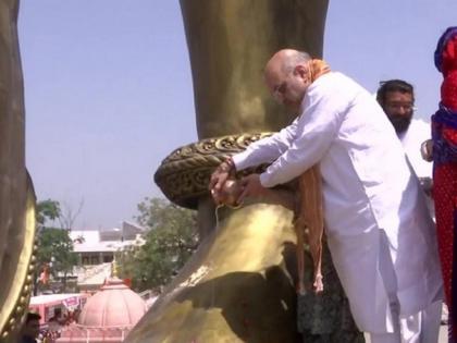 Amit Shah unveils 54-feet-tall statue of Lord Hanuman at temple in Gujarat | Amit Shah unveils 54-feet-tall statue of Lord Hanuman at temple in Gujarat