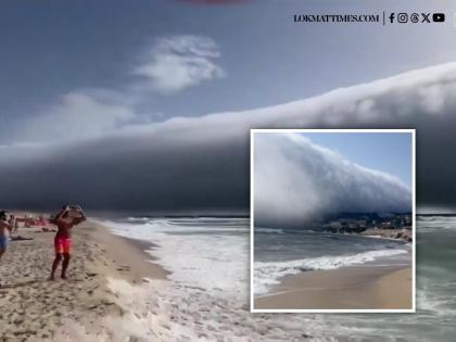 Arcus Cloud: Tsunami-Like Rare Clouds Seen at Beach in Portugal, Visuals Look Like Scene From Movie | Arcus Cloud: Tsunami-Like Rare Clouds Seen at Beach in Portugal, Visuals Look Like Scene From Movie