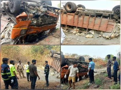 Truck fell off at Khandala ghat on the Mumbai-Pune Expressway, driver dies on spot | Truck fell off at Khandala ghat on the Mumbai-Pune Expressway, driver dies on spot
