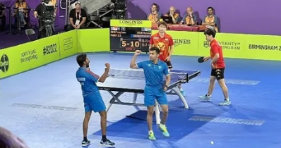 India clinch gold in men's table tennis | India clinch gold in men's table tennis
