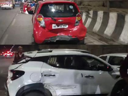 Multiple vehicles collide on Mumbai-Bangalore near Katraj Tunnel, no casualties reported | Multiple vehicles collide on Mumbai-Bangalore near Katraj Tunnel, no casualties reported