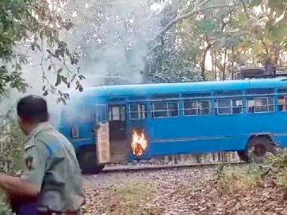 Vigilant Driver & Conductor Save the Day: Passengers Escape Unharmed as Speeding Bus Catches Fire in Gadchiroli - Watch | Vigilant Driver & Conductor Save the Day: Passengers Escape Unharmed as Speeding Bus Catches Fire in Gadchiroli - Watch