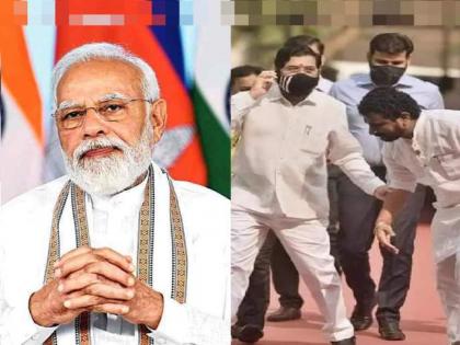 Amol Mitkari explains his viral photo, says 'I can also touch Modi's feet' | Amol Mitkari explains his viral photo, says 'I can also touch Modi's feet'