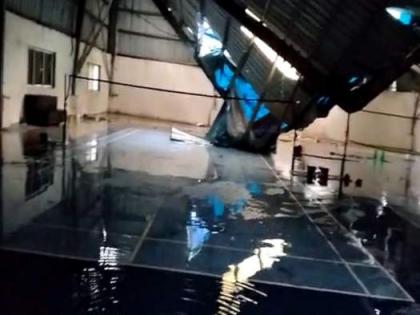 Thane: Roof of Ambernath Sports Complex collapses amid heavy rainfall | Thane: Roof of Ambernath Sports Complex collapses amid heavy rainfall