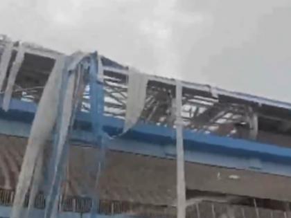 Delhi: Ashok Nagar Rapid Rail Metro Station Shed Damaged by Strong Winds and Rain | Delhi: Ashok Nagar Rapid Rail Metro Station Shed Damaged by Strong Winds and Rain Delhi: Ashok Nagar Rapid Rail Metro Station Shed Damaged by Strong Winds and Rain | Delhi: Ashok Nagar Rapid Rail Metro Station Shed Damaged by Strong Winds and Rain
