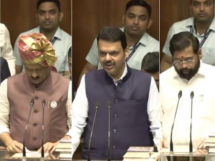 Maharashtra Special Assembly Session: CM Devendra Fadnavis, Deputy CMs Eknath Shinde and Ajit Pawar Take Oath As MPs