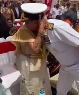 New Indian Navy Chief Admiral Dinesh Tripathi Seeks Blessings from Mother Ahead of Assuming Command, Video Goes Viral | New Indian Navy Chief Admiral Dinesh Tripathi Seeks Blessings from Mother Ahead of Assuming Command, Video Goes Viral