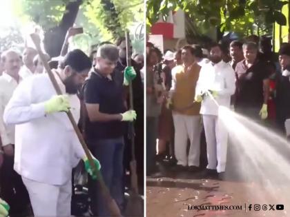 Mumbai: Deputy CM Eknath Shinde Joins ‘Swachhata Hi Seva 2025’ Cleanliness Drive (Watch Video) | Mumbai: Deputy CM Eknath Shinde Joins ‘Swachhata Hi Seva 2025’ Cleanliness Drive (Watch Video)