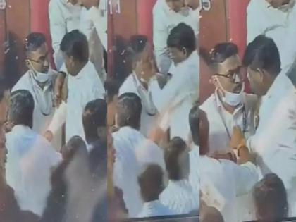 BJP MLA Sunil Kamble Assaults NCP Leader and Police Officer at Pune Hospital Event | BJP MLA Sunil Kamble Assaults NCP Leader and Police Officer at Pune Hospital Event