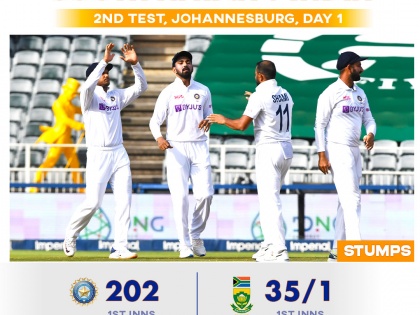 South Africa vs India, 2nd Test: SA 35/1 at stumps, trail India by 167 runs | South Africa vs India, 2nd Test: SA 35/1 at stumps, trail India by 167 runs