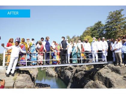 Nashik: Aaditya Thackeray inaugurates bridge in tribal village where people used makeshift bamboo bridge | Nashik: Aaditya Thackeray inaugurates bridge in tribal village where people used makeshift bamboo bridge