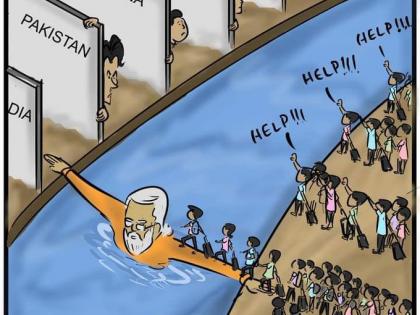 In Pic: Half submerged, PM Modi acts as bridge for stranded Indians in Ukraine | In Pic: Half submerged, PM Modi acts as bridge for stranded Indians in Ukraine In Pic: Half submerged, PM Modi acts as bridge for stranded Indians in Ukraine | In Pic: Half submerged, PM Modi acts as bridge for stranded Indians in Ukraine