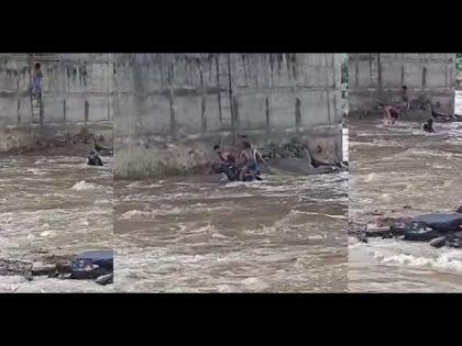 Gadchiroli Shocker: Biker Swept Away While Crossing Flooded Bridge Over Sita River, Rescued Just in Time | Gadchiroli Shocker: Biker Swept Away While Crossing Flooded Bridge Over Sita River, Rescued Just in Time