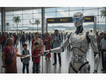 Pune Airport Begins Trial of AI Humanoid Robot for Flight Information and Security Support | Pune Airport Begins Trial of AI Humanoid Robot for Flight Information and Security Support Pune Airport Begins Trial of AI Humanoid Robot for Flight Information and Security Support | Pune Airport Begins Trial of AI Humanoid Robot for Flight Information and Security Support