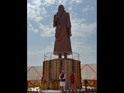 PM Modi Unveils Statue of Sant Ravidas in Varanasi (Watch Video) | PM Modi Unveils Statue of Sant Ravidas in Varanasi (Watch Video)