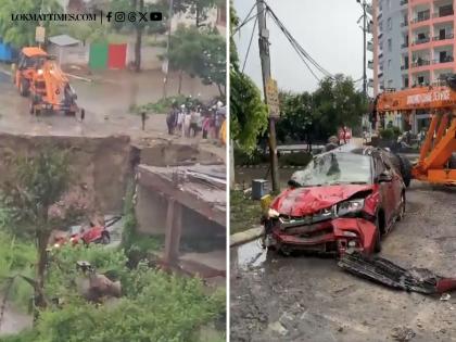Ghaziabad: Vehicles Damaged As Society Basement Collapses in Crossings Republik Due to Heavy Rainfall (Watch Video) | Ghaziabad: Vehicles Damaged As Society Basement Collapses in Crossings Republik Due to Heavy Rainfall (Watch Video) Ghaziabad: Vehicles Damaged As Society Basement Collapses in Crossings Republik Due to Heavy Rainfall (Watch Video) | Ghaziabad: Vehicles Damaged As Society Basement Collapses in Crossings Republik Due to Heavy Rainfall (Watch Video)