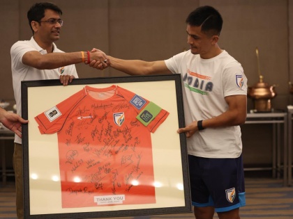 Sunil Chhetri Gears Up for 150th India Appearance in WC Qualifier: Star Footballer Felicitated | Sunil Chhetri Gears Up for 150th India Appearance in WC Qualifier: Star Footballer Felicitated
