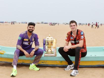 In Pics: Shreyas Iyer and Pat Cummins Pose With Trophy Ahead of KKR vs SRH IPL 2024 Final | In Pics: Shreyas Iyer and Pat Cummins Pose With Trophy Ahead of KKR vs SRH IPL 2024 Final