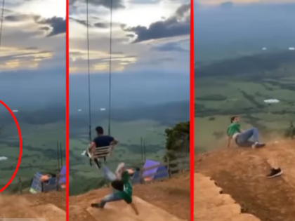 Hammock swinging goes horribly wrong as friends escape near death experience | Hammock swinging goes horribly wrong as friends escape near death experience