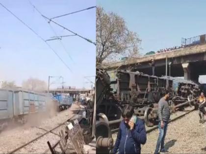 Eight Wagons Of Goods Train Derail Near Delhi's Zakhira Flyover, Rescue Operation Underway | Eight Wagons Of Goods Train Derail Near Delhi's Zakhira Flyover, Rescue Operation Underway