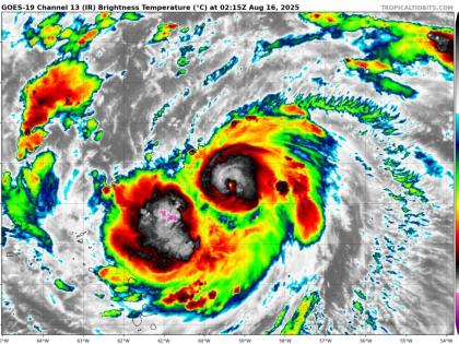 Hurricane Erin Enters Into Category 2 Storm With Maximum Winds of 100 mph, Heavy Rainfall Over Caribbean Islands Likely | Hurricane Erin Enters Into Category 2 Storm With Maximum Winds of 100 mph, Heavy Rainfall Over Caribbean Islands Likely
