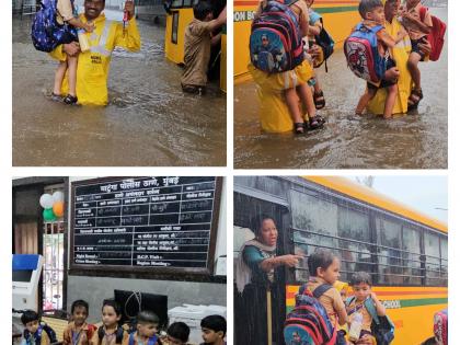 Mumbai Rains: School Bus Stuck in Waterlogging in Matunga, Police Rescued (Watch Video) | Mumbai Rains: School Bus Stuck in Waterlogging in Matunga, Police Rescued (Watch Video)
