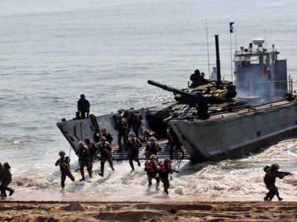 Indian Army Tanks Land on Gujarat Coast in Joint Services Drill | Indian Army Tanks Land on Gujarat Coast in Joint Services Drill