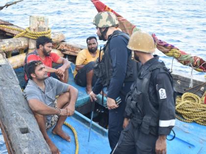 Indian Coast Guard Apprehends Fishing Vessel 'Jay Malhar' Smuggling Diesel and Narcotics Off Maharashtra Coast | Indian Coast Guard Apprehends Fishing Vessel 'Jay Malhar' Smuggling Diesel and Narcotics Off Maharashtra Coast