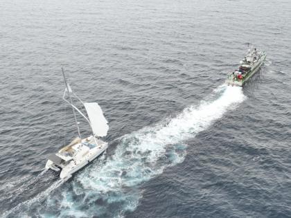 Indian Coast Guard Ship Rajveer Rescues Two US Nationals Stranded at Sea Near Nicobar Islands | Indian Coast Guard Ship Rajveer Rescues Two US Nationals Stranded at Sea Near Nicobar Islands