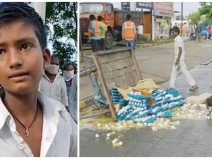 14-year old boy's egg cart destroyed by corrupt officials for a sum of Rs 100 | 14-year old boy's egg cart destroyed by corrupt officials for a sum of Rs 100