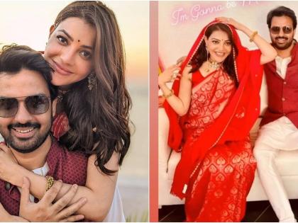 Pregnant Kajal Aggarwal in red silk saree at her baby shower. Beautiful  pics - India Today