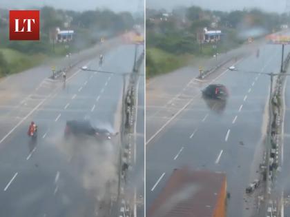 Viral Accident Video: SUV Spins On Highway After Losing Control and Crashing Into Divider in Kanpur Dehat | Viral Accident Video: SUV Spins On Highway After Losing Control and Crashing Into Divider in Kanpur Dehat Viral Accident Video: SUV Spins On Highway After Losing Control and Crashing Into Divider in Kanpur Dehat | Viral Accident Video: SUV Spins On Highway After Losing Control and Crashing Into Divider in Kanpur Dehat