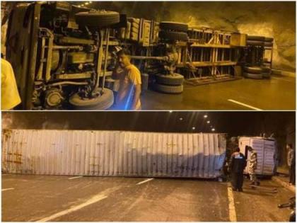 Container stuck in Khandala tunnel halts entire Mumbai-Pune expressway traffic | Container stuck in Khandala tunnel halts entire Mumbai-Pune expressway traffic