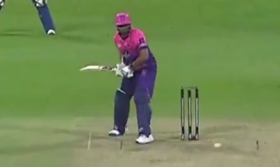Kieron Pollard Bats Behind Stumps, Goes Near Wide Crease in Unconventional Shot Attempt in Abu Dhabi T10 (Watch Video) | Kieron Pollard Bats Behind Stumps, Goes Near Wide Crease in Unconventional Shot Attempt in Abu Dhabi T10 (Watch Video)
