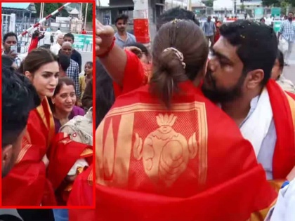 Kriti Sanon and Adipurush director Om Raut's kiss at Tirupati temple sparks controversy | Kriti Sanon and Adipurush director Om Raut's kiss at Tirupati temple sparks controversy