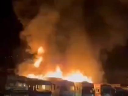 Jammu and Kashmir: Fire at Kupwara Bus Stand Guts Seven Buses (Watch Video) | Jammu and Kashmir: Fire at Kupwara Bus Stand Guts Seven Buses (Watch Video) Jammu and Kashmir: Fire at Kupwara Bus Stand Guts Seven Buses (Watch Video) | Jammu and Kashmir: Fire at Kupwara Bus Stand Guts Seven Buses (Watch Video)