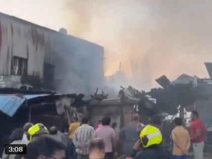 Mumbai: Massive Fire Breaks Out at Motor Spare Parts Shops in Kurla West; 10 Fire Engines Rush to Spot (Watch) | Mumbai: Massive Fire Breaks Out at Motor Spare Parts Shops in Kurla West; 10 Fire Engines Rush to Spot (Watch)