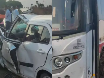 Chhatrapati Sambhajinagar: Two killed, two injured in tragic car-bus collision in Vaijapur | Chhatrapati Sambhajinagar: Two killed, two injured in tragic car-bus collision in Vaijapur